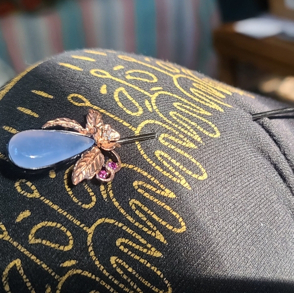 Beautiful blue chalcedony ruby Topaz large pin - Picture 7 of 8